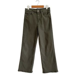 7 For All Mankind High Waisted Cropped Wide Leg Jeans Green